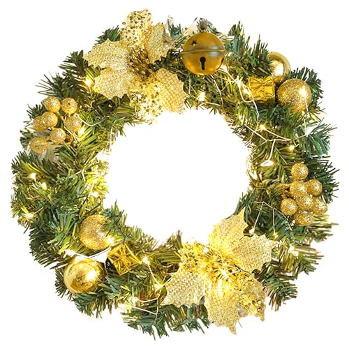 Couronne de porte de Noël 30 cm, couronne de Noël artificielle, couronne de Noël pour porte, couronne de sapin artificiel, couronne de Noël pour maison de vacances
