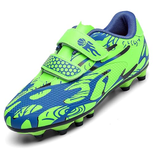 Unitysow Zapatos de Fútbol Niño Calzado Profesional Entrenamiento Deporte Zapatillas de Fútbol Tacos de Fútbol,Verde,28 EU