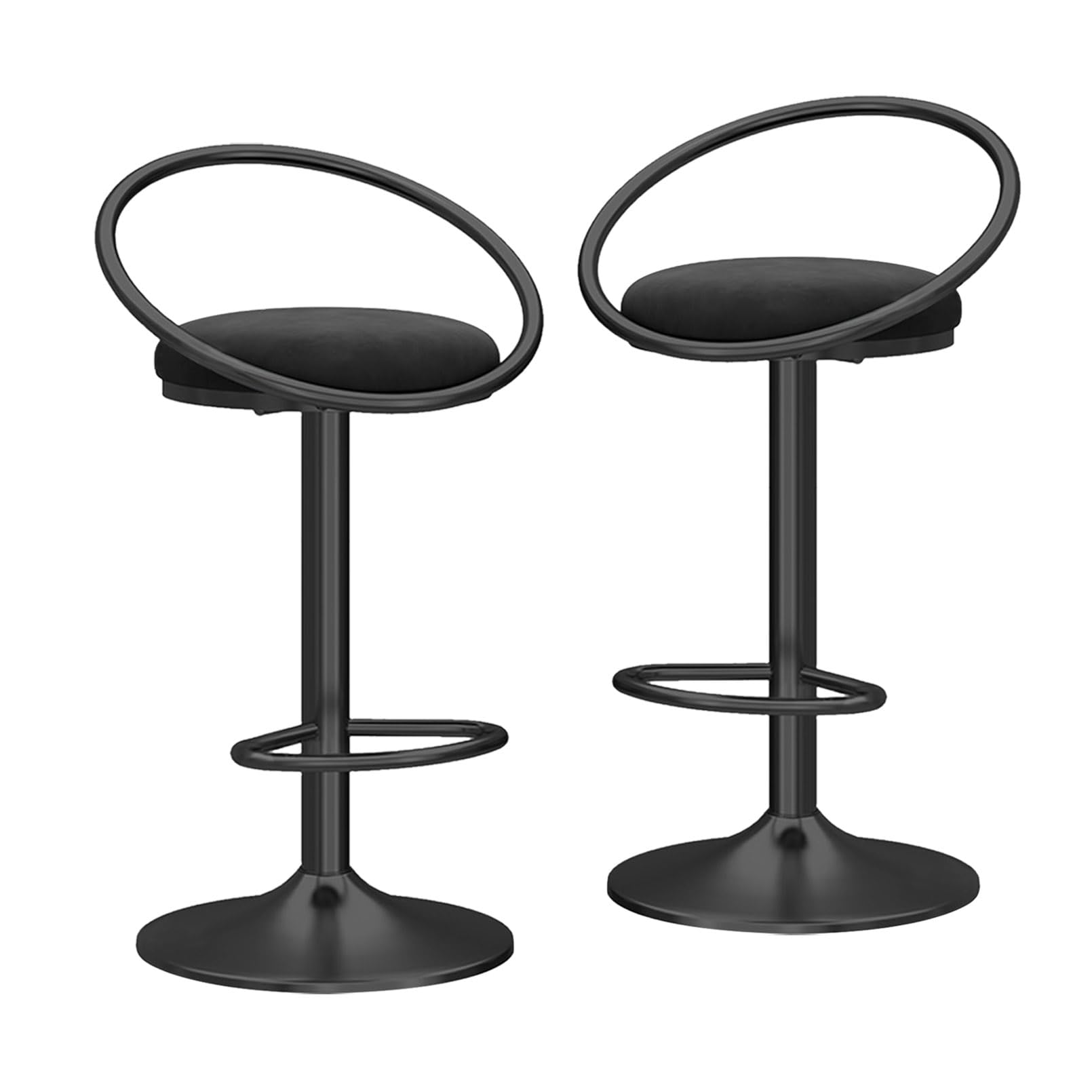 Tabourets de bar réglables lot de 2 | Chaise cuisine velours pivotante