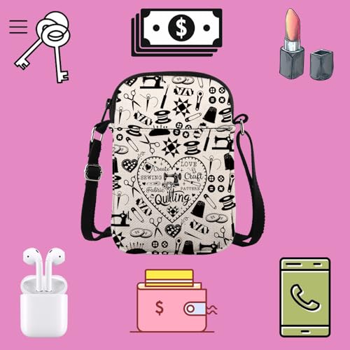 TSOTMO Funny Sewing Gift Quilting Crossbody Bag Sewing Lover Gift Quilting Gift for Women Seamstress Shoulder Bag3
