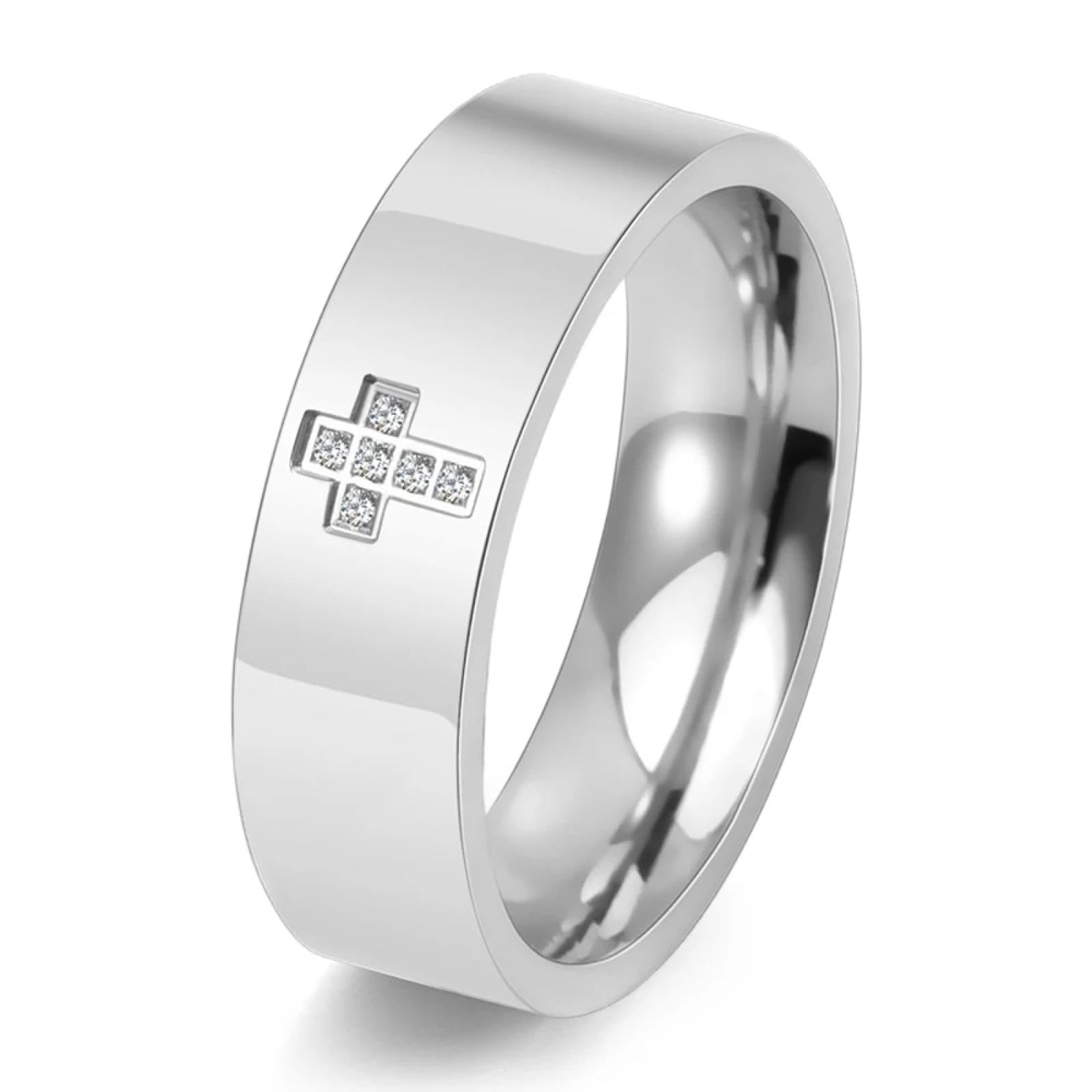 Ring Ringe Damen Bijouterie Herren Minimalistischer Kreuzring, Glänzender Unisex-Schmuck Für Frauen Und Männer, Alltägliche Christliche Und Modische Accessoires