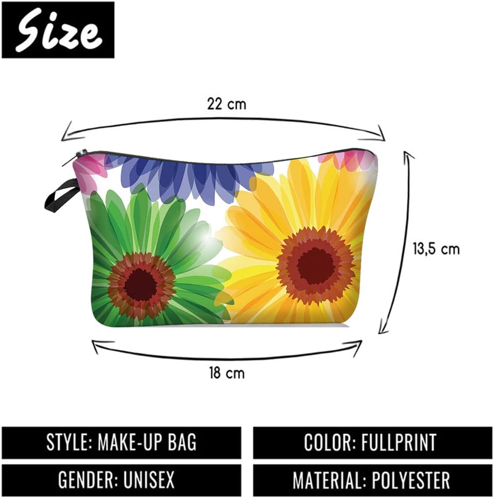 Evergoo 2 Pieces Funny Cosmetic Pouch for Women, Allover Printed Small Zipper Pouches Adorable Makeup Bags Roomy Toiletry Pouch Travel Accessories Organizer Gifts-Sunflowers - Image 2