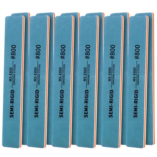 MORLARCO ヤスリ プラモデル用 12個セット 800番 サンドペーパー 130×20×4mm 耐水ペーパー スポンジヤスリ 半硬質 サンディングスティック 紙やすり サビ落とし 木工DIY作業 細部仕上げ ホビー用工具