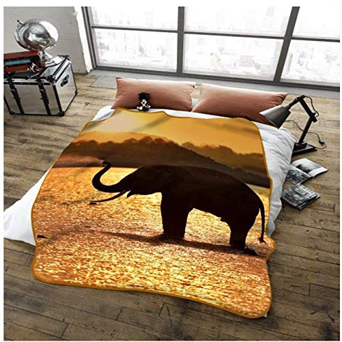 Del Norte Threadz 3d animal print elefante manta visón suave y cálida manta de forro polar 150 x 200 y 200 x 240 cm, 100% poliéster/forro polar/poliéster, Double 150x200cm approx.