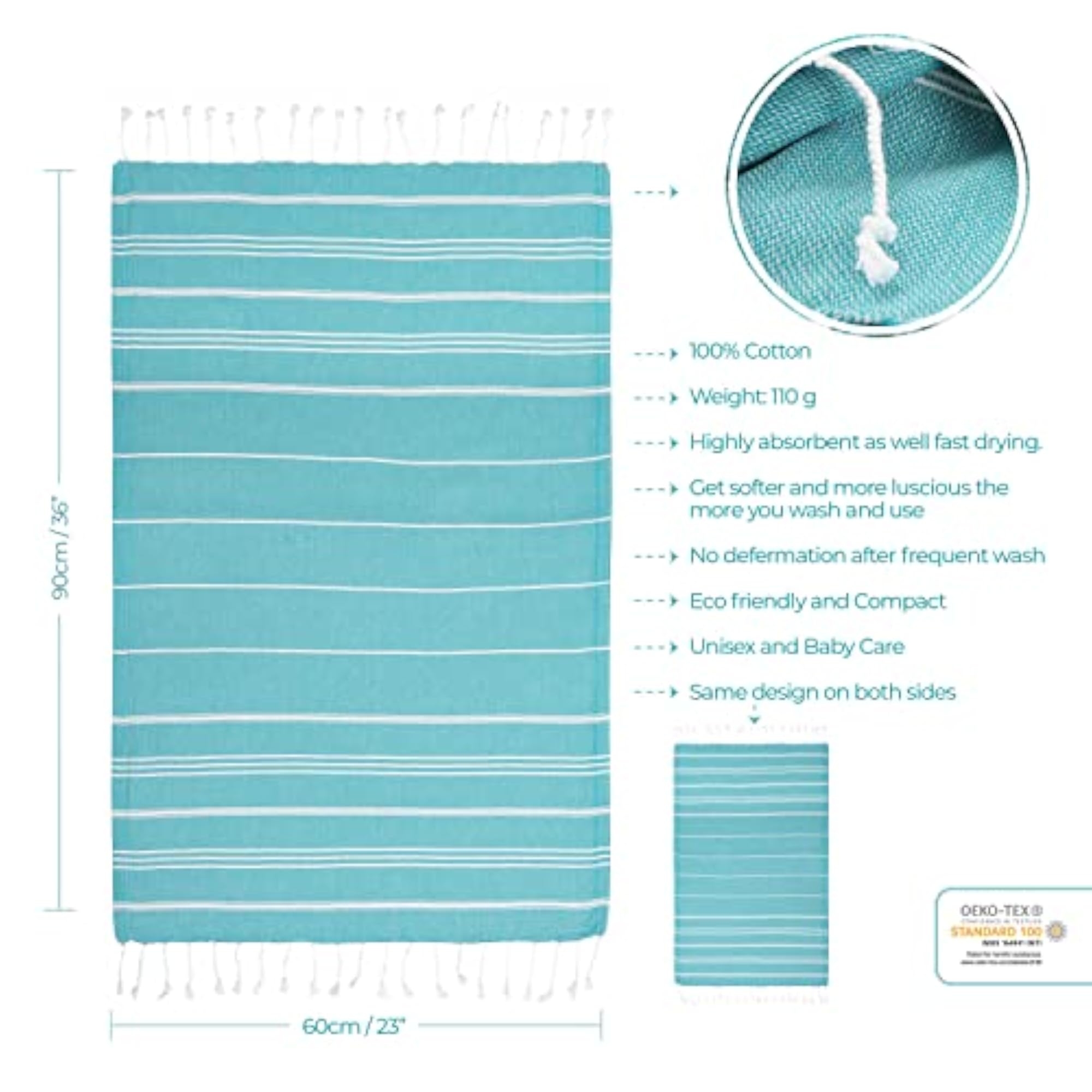 Turkish Pestemal Towel, 23x36 inch, Baby Care