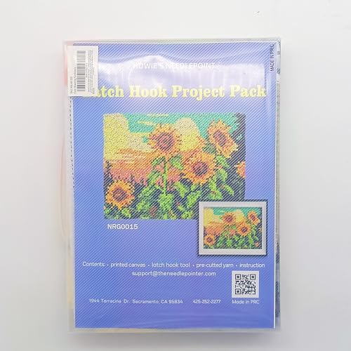 Image of Howie's Latch Hook Kits for Adults, DIY Blooming Sunflowers Crochet Yarn Latch Hook Rug Kit for Adults, Color Preprinted Pattern Embroidery Decoration(Blooming Sunflowers, 19.69 x 14.96 inch)