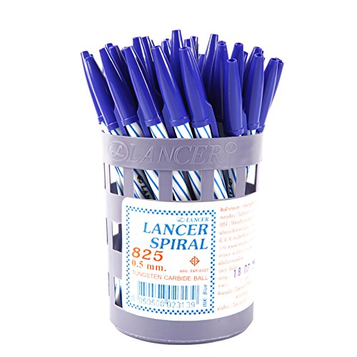 OriginalFromThailand Lancer Ballpoint pen 0.5mm Spiral 825, Blue ink, Pack 50 pcs.
