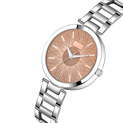 Image of Acnos Silver Plated Mesh Chain Analog Watch for Women - Black /Blue /White /Pink /Brown Dial