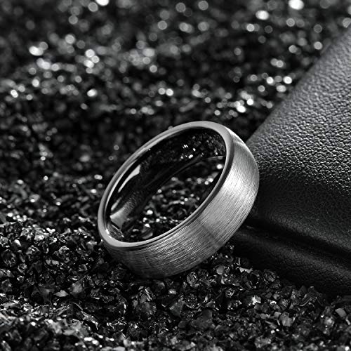Trumium 6Mm Black Grey Tungsten Carbide Rings For Men Women Brushed Dome Wedding Band Size 9 #TOP2