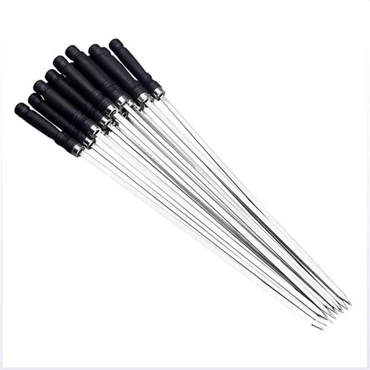 GTHTUHFD Kebab Skewers, Barbecue Skewers With Plastic Handle Reusable Stainless Steel Metal Bbq Skewers 39Cm 25Pcs