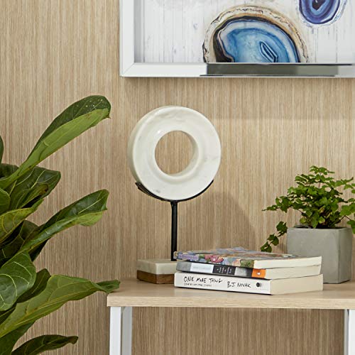 Cosmoliving By Cosmopolitan Marble Geometric Circle Sculpture With Marble Stand, 6" X 4" X 11", White #TOP6