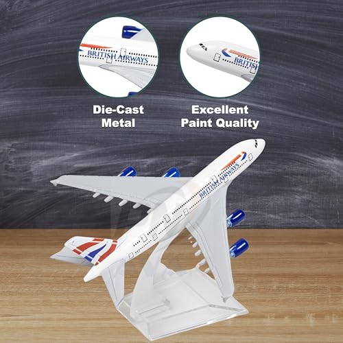 Image of British Diecast Aeroplane Scale Model only for Display, Size -16 cm-A80 (British Airways New)
