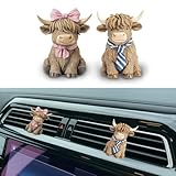 GENANY 3D 2pcs Resin Highland Cow Car Air Freshener Vent Clips, Farmhouse Auto...