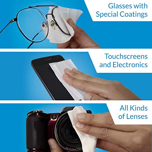 Icloth Lens Cleaning Wipes [5 X 3.5 Inches - 300 Wipes] Safe For All Screens, Electronics & Glasses. Streak & Lint Free, Individually Wrapped, 1 Wipe Can Clean Camera, Smartphone, And Pair Of Glasses #TOP1