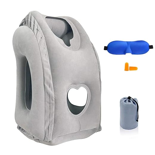 SmartDer Inflatable Travel Pillow, Airplane Pillow with Patented Valve Design, Travel Accessories with Neck and Head Support, Travel Pillows for Long Haul Flights, Cars, Buses, Trains, Office Napping