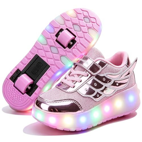 Image of Nsasy Roller Shoes Kids Roller Skates Shoes Girls Boys Wheels Shoes Become Sport Sneaker with Led for Children Gift