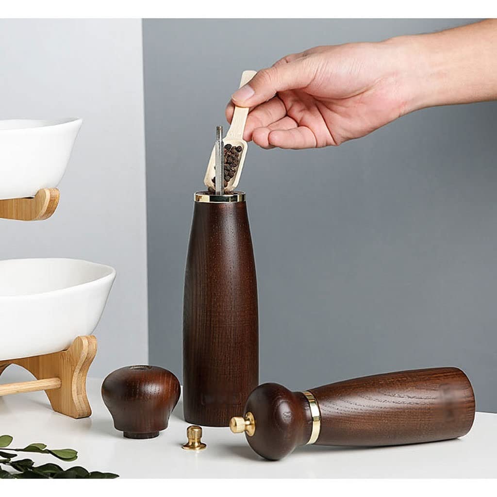Pfeffer- und Salzmühle aus Holz, manuell verstellbar, mit Kern aus 304-Edelstahl(S)