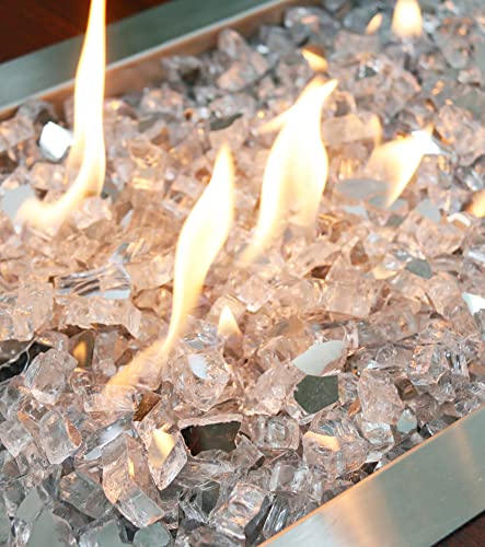 20 Pounds White Fire Pit Glass - 1/2 Inch Reflective Tempered Fire Glass Rocks for Natural or Propane Fireplace, Safe for Outdoors and Indoors Firepit, High Luster - Thumbnail 2