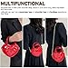 Girls Novelty Heart-Shaped Purse Chain Purse Zipper Closure Tote Handbag Shoulder Crossbody Bags Travel Wallet (Red)