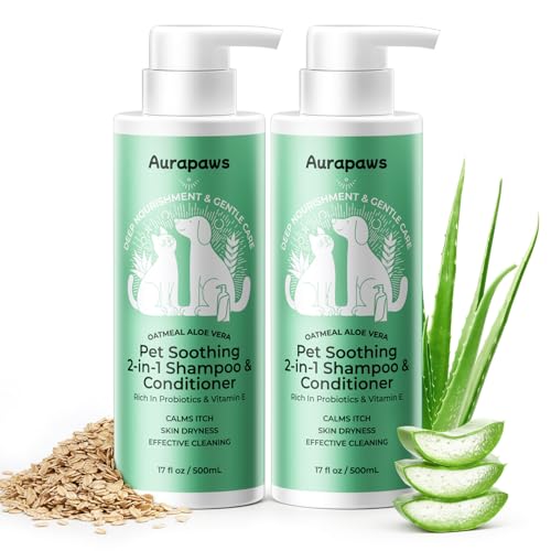 Aurapaws Probiotic Dog Shampoo and Conditioner with Ceramides NP & Vitamin E, Gentle Puppy Shampoo,...