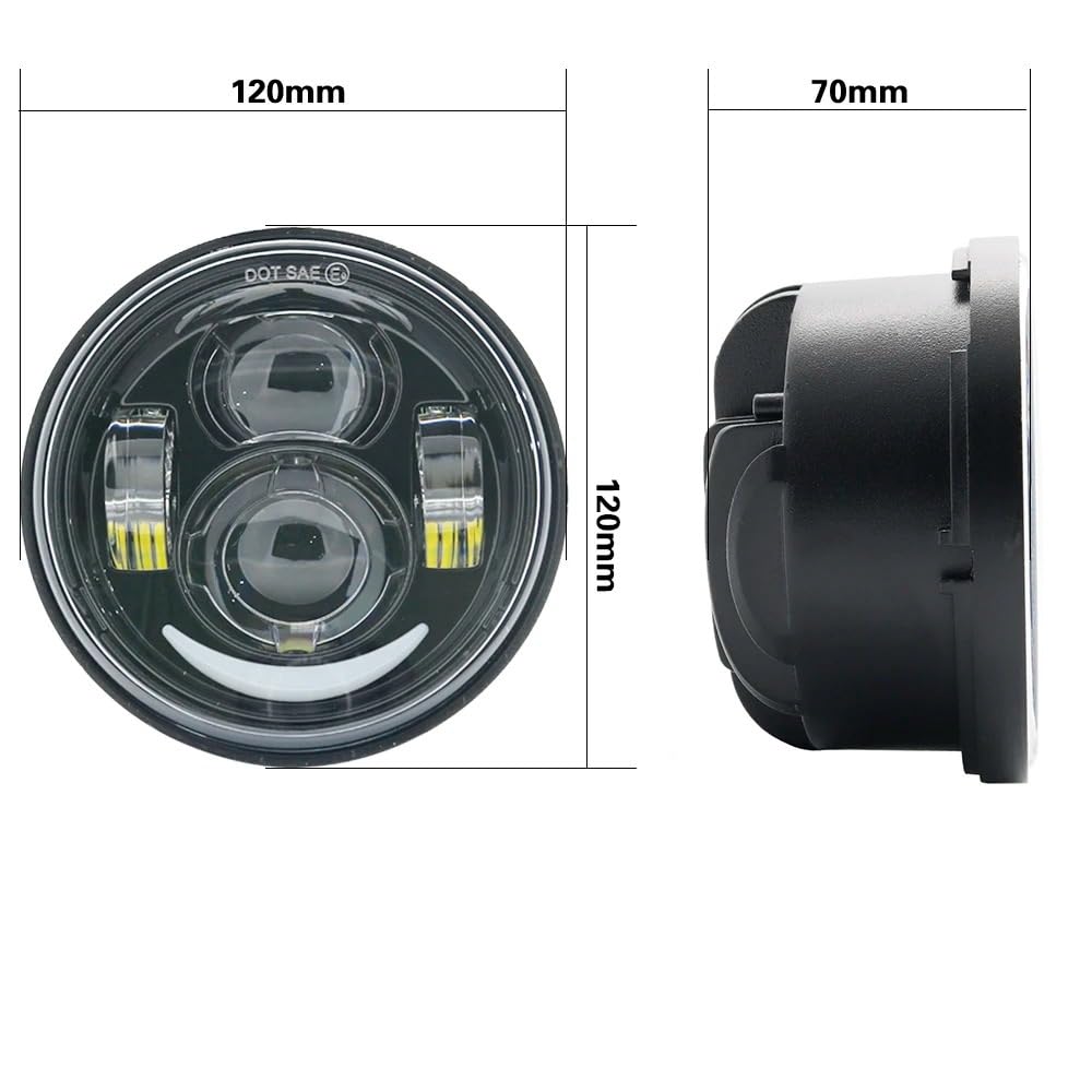 Phare LED H4 4,65 Pouces Pour FXDF Pour Dyna Pour Fat Pour Bob Double Moto 4,5 Pouces Doubles À LED Avec DRL Phare Avant(Black With DRL B)