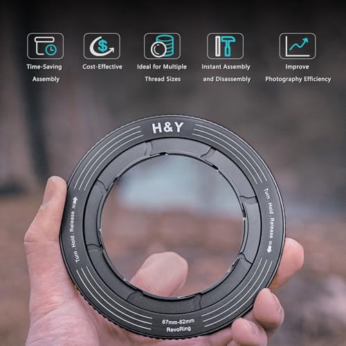 H&Y Step-Up Rings Adapter Variable Step Up Ring Lens Filter Adapter Rings Stepping Up Ring 67-82mm to 82mm Dark Grey, RevoRing Series