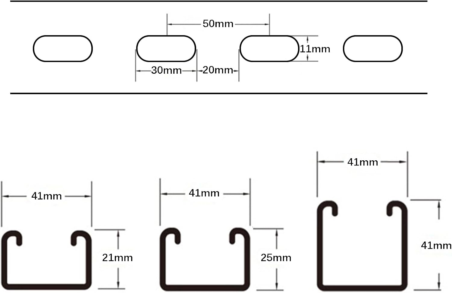 Metal Strut Channel with Slotted Back 500mm/19.69" Pre-Galvanized Steel U Channel 2 Pcs Framing Steel Channel - Efficient Support Solution (Thickness 1mm, Size 41x21mm)