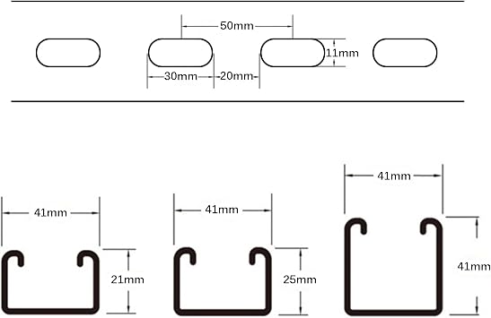 Metal Strut Channel with Slotted Back 100mm/3.94 Pre-Galvanized Steel U Channel 1 Pcs Framing Steel Channel - Efficient Support Solution (Thickness 0.8mm, Size 41x21mm)