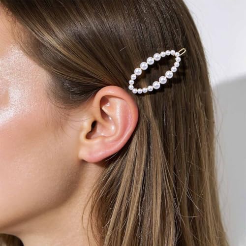Accesorio para el cabello Andelaisi Boho con perlas en círculo - Horquilla geométrica vintage hueca