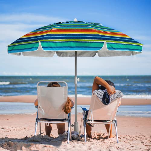 AMMSUN 6.5 ft Beach Umbrellas for Sand Heavy Duty Wind Portable, Outdoor Umbrella with Sand Anchor & Carry Bag, UV 50+ Protection, Push Button Tilt, Ideal for Beach, Patio and Trav image 8