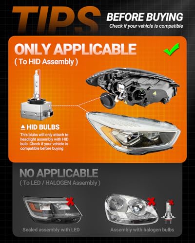 Image of SEALIGHT D1S HID Bulb, 6000K Cool White 400% Brightness, 35W Xenon HID Replacement 66144 66140 85140 85415 (85415C1) Bulbs, Plug and Play Fog Light Bulbs, Pack of 2