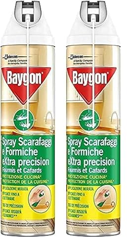 Baygon Spray con Cannuccia Extra Precision, Insetticida per la Cucina, Efficace contro gli Scarafaggi e Formiche, 1 Confezione da 800 ml