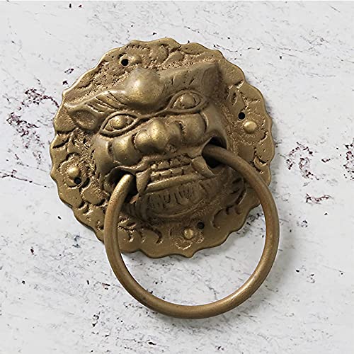 Antique Head Cabinet Door Handle Chinese Bronze Drawer Pull Ring Pure Copper Lion Head Door Knocker Rustproof (Color: A) (A) (C) #TOP17