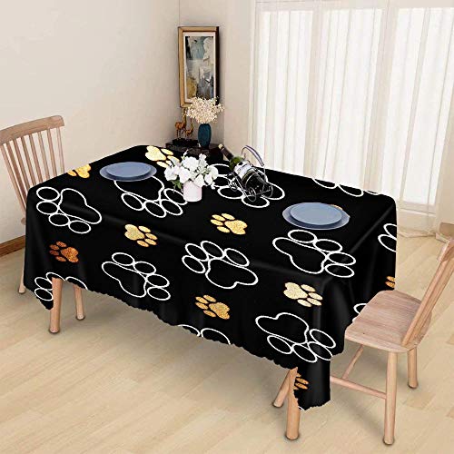 Sscsts Cartoon Puppy Dog Paw Prints Tablecloth, New Polyester 60X84In For 6-8 Seats, Black Background Table Cover For Birthday Party Baby Shower Decorative Kitchen Dining Room Zbzyss48 #TOP3