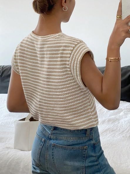 Image of Jawdrobe Women's Striped Western Top Round Neck Cap Sleeve T-Shirt for Women