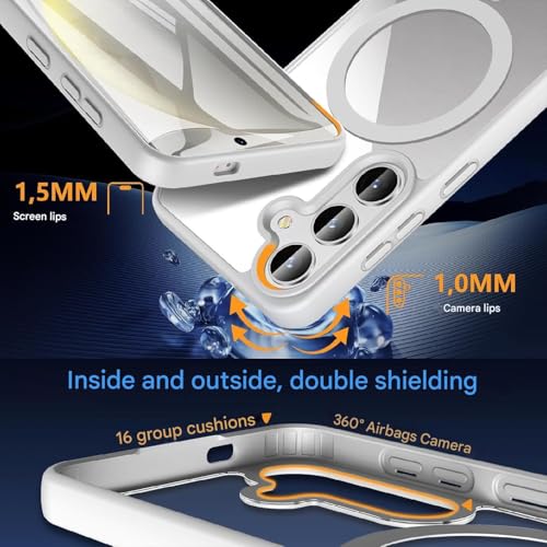 Image of DIZORO Samsung S25 Plus Case,Compatible with MagSafe, Non Yellow Military-Grade Drop Protection & Hard PC Back Cover Slim Transparent Anti-Scratch Shockproof Phone Case (Titanium)
