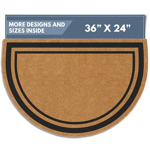 Barnyard Designs Natural Coco Coir Doormat Welcome Mat for Front Door & Outdoor Entrance, Large Door Mat for Indoor Entrance or Porch Entry, Brown (24x36, Border)