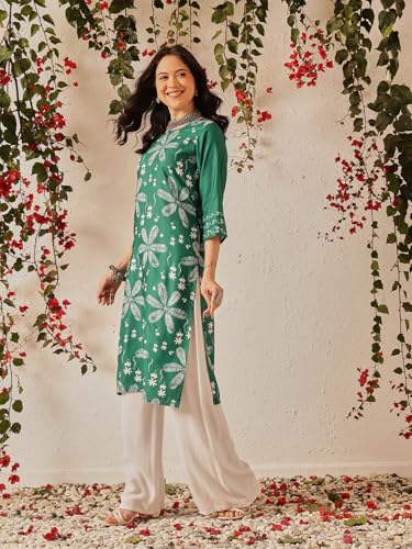 Image of Amazon Brand - Anarva Women's Cotton Printed Straight Kurti