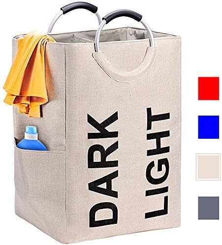HOUSE DAY Large Laundry Hamper Bag-100 L -Fabric Collapsible Laundry Baskets,Can Stand Up Foldable Laundry Clothes Bag, Waterproof Washing Bin Travel Hamper for Organizing Your Clothes(Light Grey)