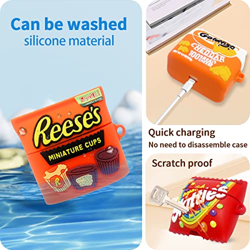 3Pack Wqnide For Airpods 3Rd Generation Case, Funny Food Goldfish Rainbow Candy Chocolate Protective Cover, Kawaii Cartoon Soft Silicone Design For Women Men Girls Apple Airpod 3 Cases With Keychain #TOP4