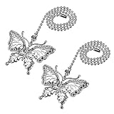 uxcell Butterfly Chromium Finish Pendant 12 inch Silver Tone Pull Chain for Lighting Fans Pack of 2