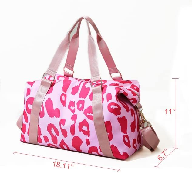 Weekender Duffel Sport Gym Bag Overnight Travel duffle Bags with Wet Pocket-Cow Print Pink - Image 2