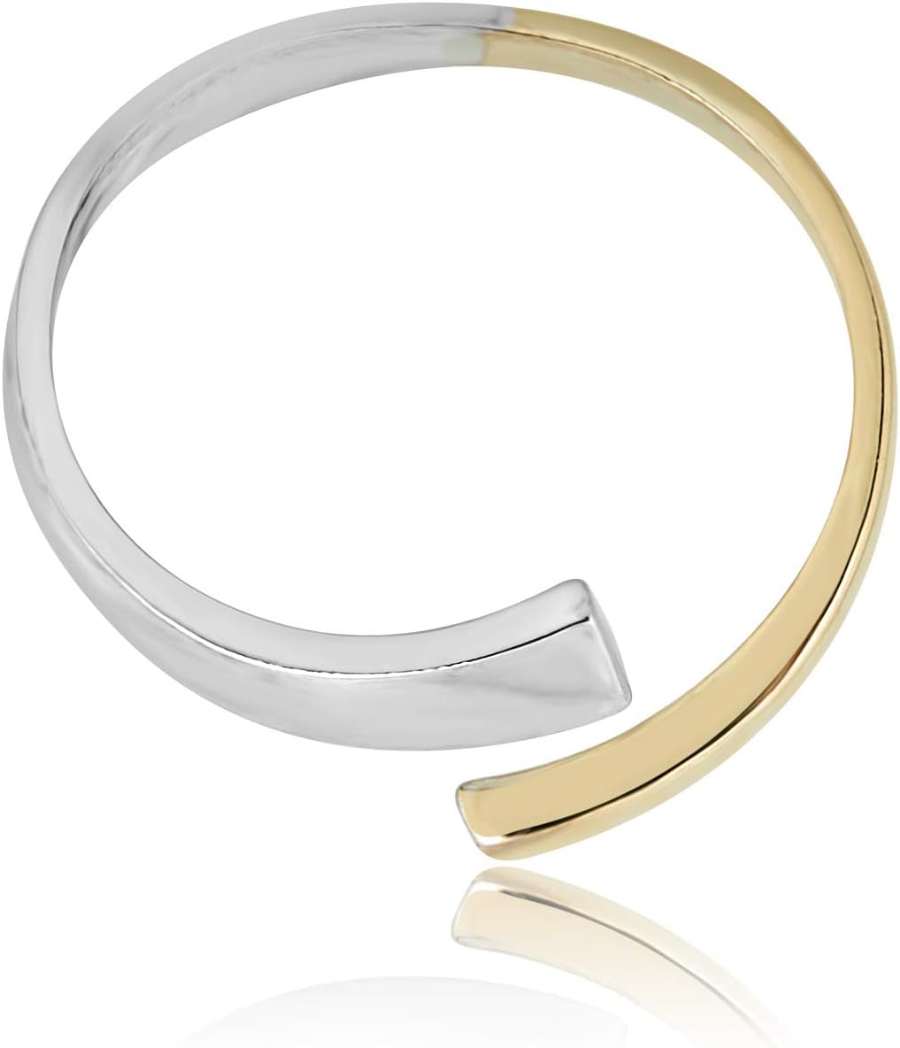 AVORA 10K 2-Tone Gold Adjustable Bypass Toe Ring