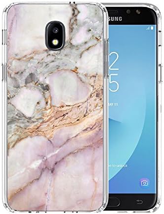 YaoLang Samsung Galaxy J7 2018 Case, White and Gold Marble Transparent Clear Galaxy J7 2018 Case Cover