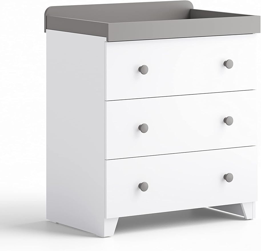 Little Acorns Classic 2 in 1 Nursery Dresser Chest and Baby Changing Table Storage Organizer