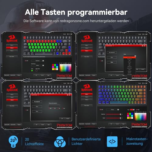 Tastiera meccanica da gioco, RGB 75%, tastiera meccanica con switch lineari a caldo, 85 tasti programmabili QWERTZ Layout tastaur K629 - Tastiera gaming - Immagine 4