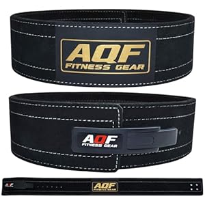 AQF Leather Weight Lifting Belt – IPL and USPA Approved Powerlifting Belt Back Support – 4” Wide x 10mm Thick Lever Buckle Cowhide Leather Deadlifting Training Bodybuilding Belt
