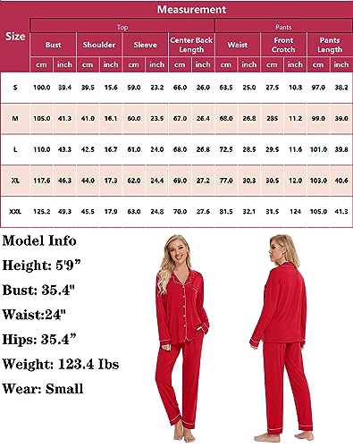 Image of SWOMOG Womens Pajamas Set Long Sleeve Sleepwear Button Down Nightwear Soft Cotton Pj Lounge Sets