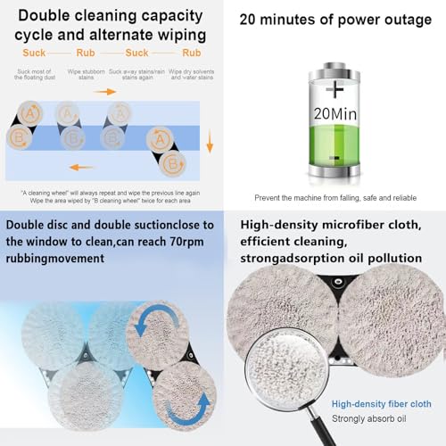 Robô Limpador De Janelas, Com Tanque De Água De 30ml Robótico De Limpeza De Vidro Inteligente, Sucçã