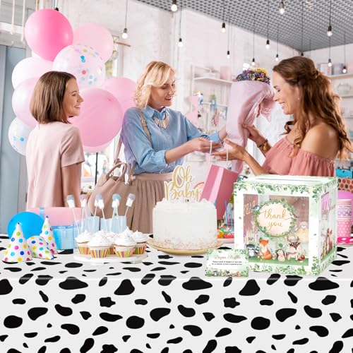 Image of 51Pcs Woodland Diaper Raffle Tickets with Box for Baby Shower Games, Oh Baby Diaper Raffle Card Box with Cards, Greenery Forest Animals Raffle Gender Reveal Raffle Party Decoration Card Box